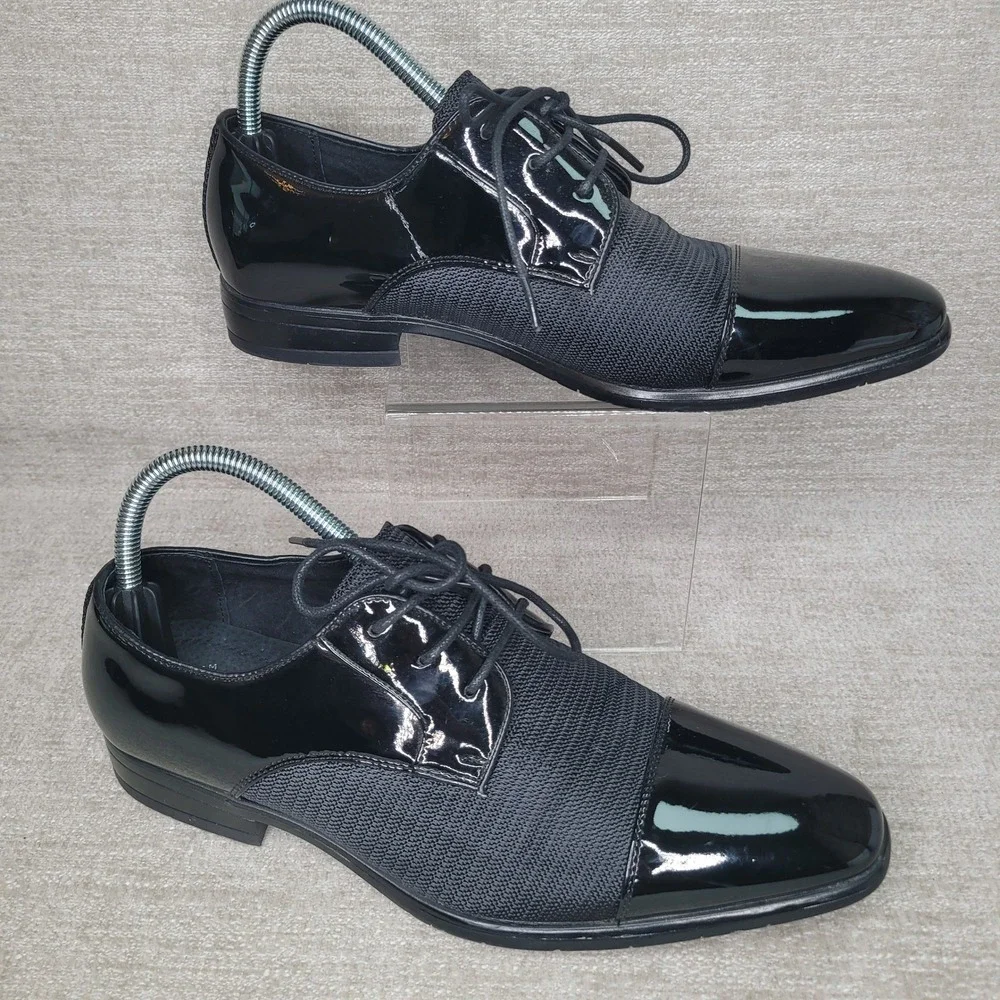 Stacy Adams Mens 21912-001 Black Patent Mesh Cap Toe Derby Dress Shoes 7.5M